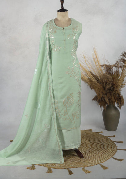 Luxurious Mul chanderi gota appliqué work suit