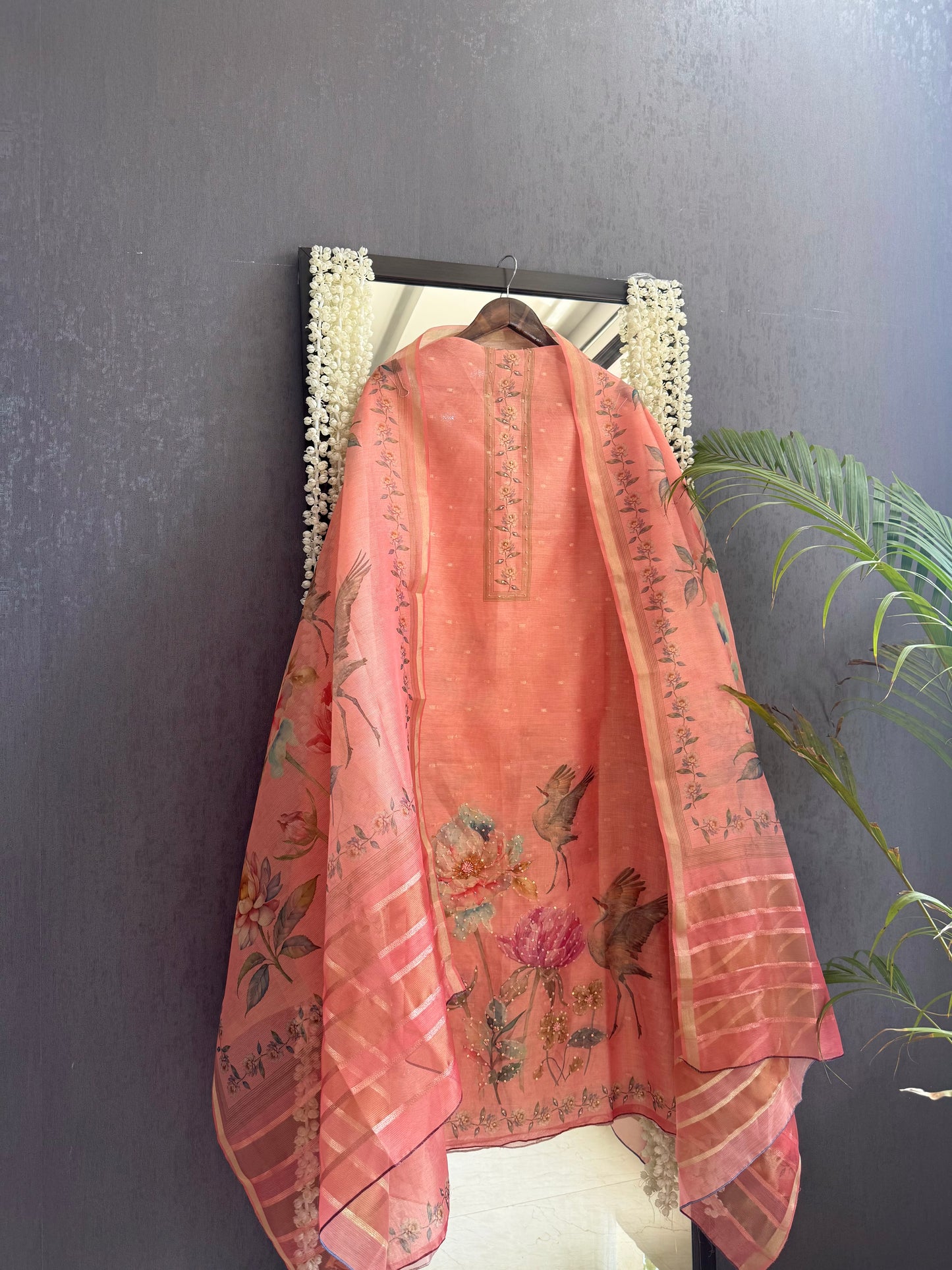 Tissue zari flamingos suit