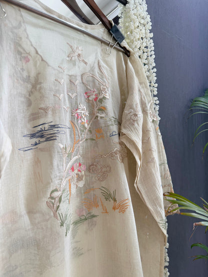 Luxurious Mul chanderi gota appliqué work suit