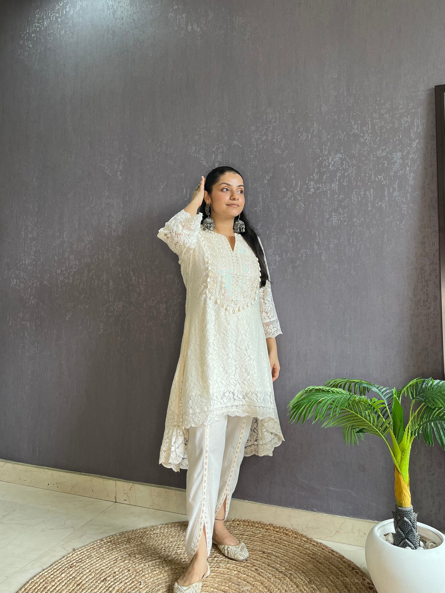 Pure cotton lace work coord