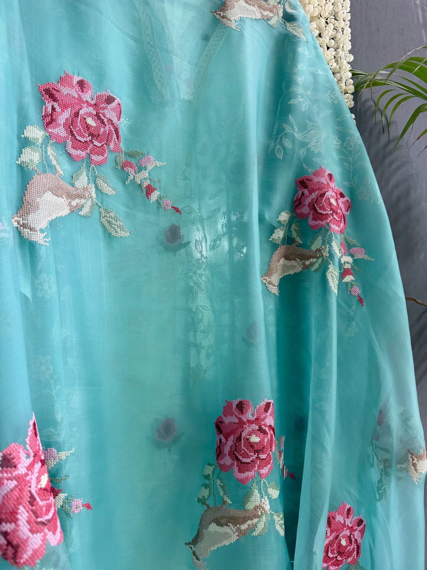 Cross stitch roses birds suit