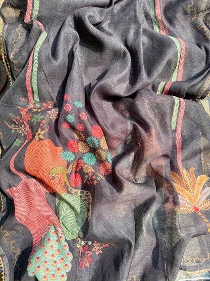 Linen peacock handwork suit