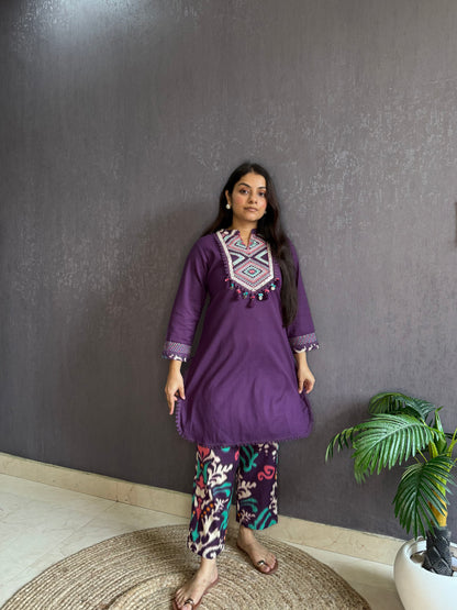 Premium cotton mirror ikkat Coord set