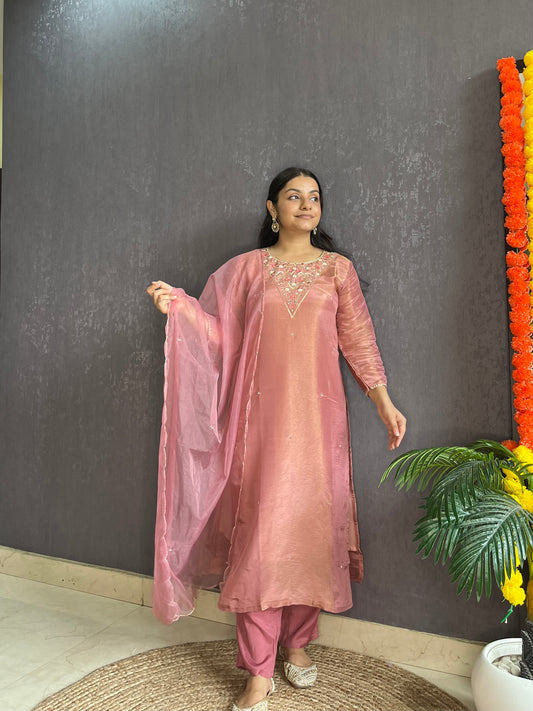 Tissue silk Handwork suit set