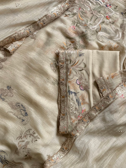Luxurious Mul chanderi gota appliqué work suit