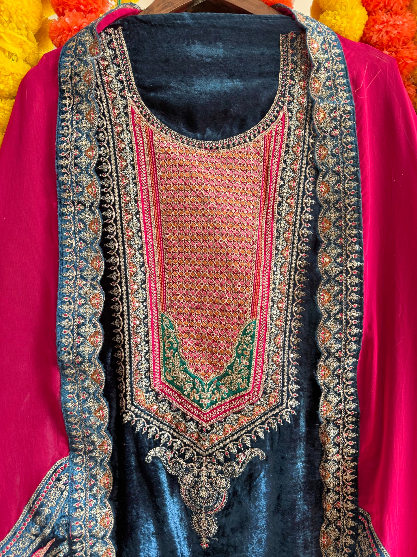 Velvet Marori Aari work suit