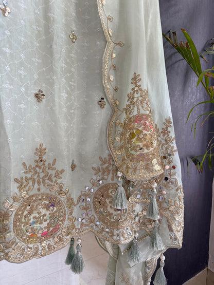 Luxurious Gotapatti Dori work Tissue silk suit