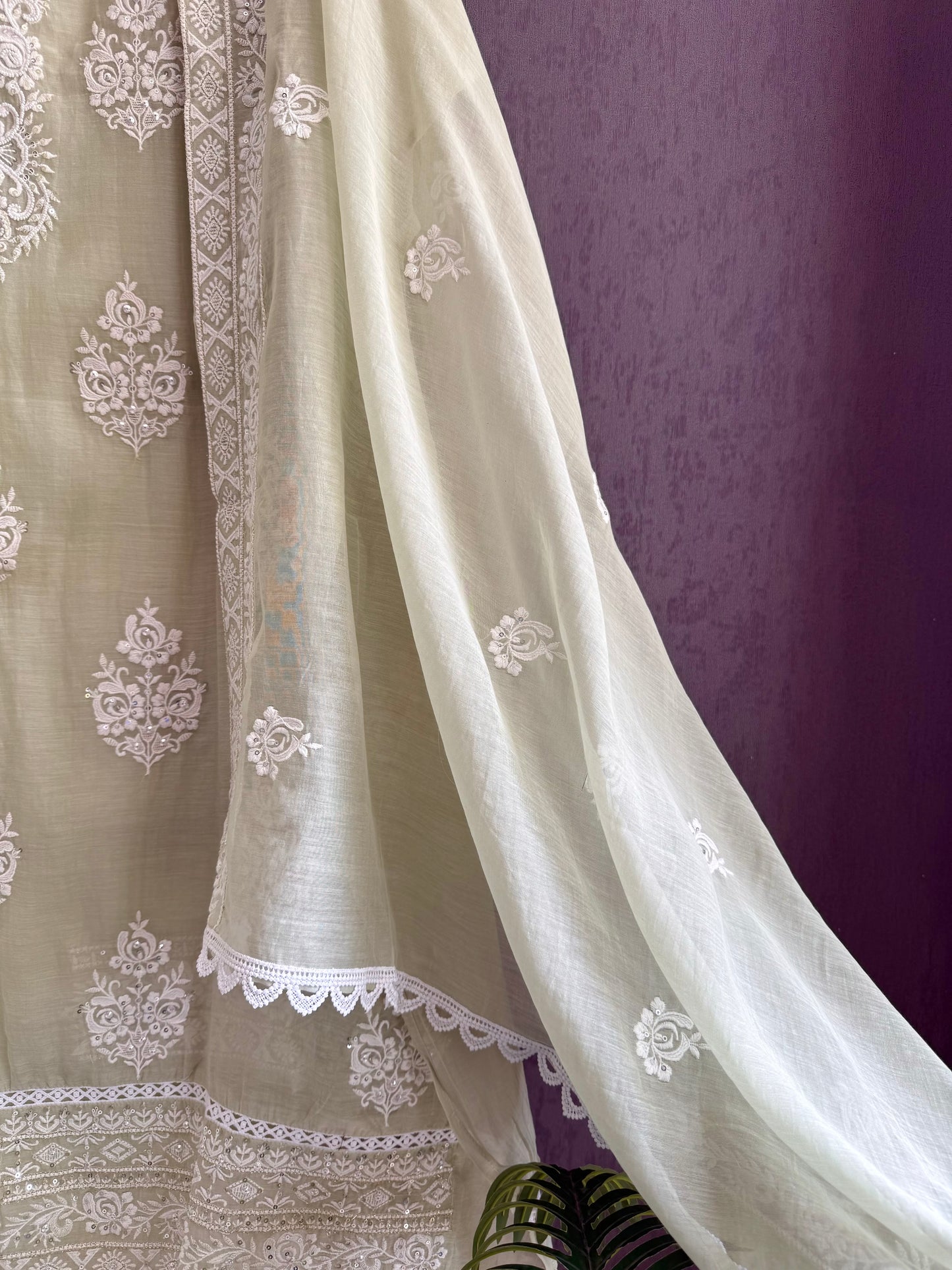 Luxurious Mul chanderi lucknowi handwork suit