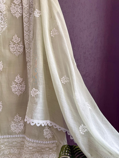 Luxurious Mul chanderi lucknowi handwork suit