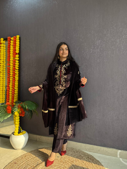 Velvet Handwork Shawl set