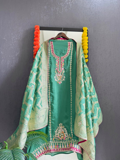 Luxurious Gotapatti satin silk suit