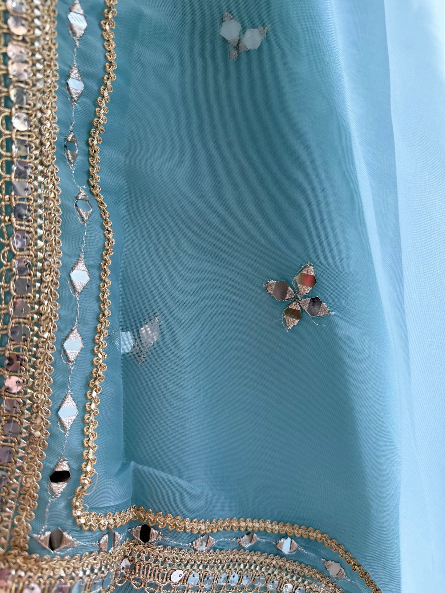 Premium Mirror work organza suit