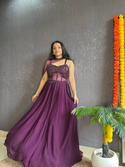 Anarkali Cape gown