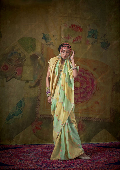 Chanderi zari meenakari rangkaat saree