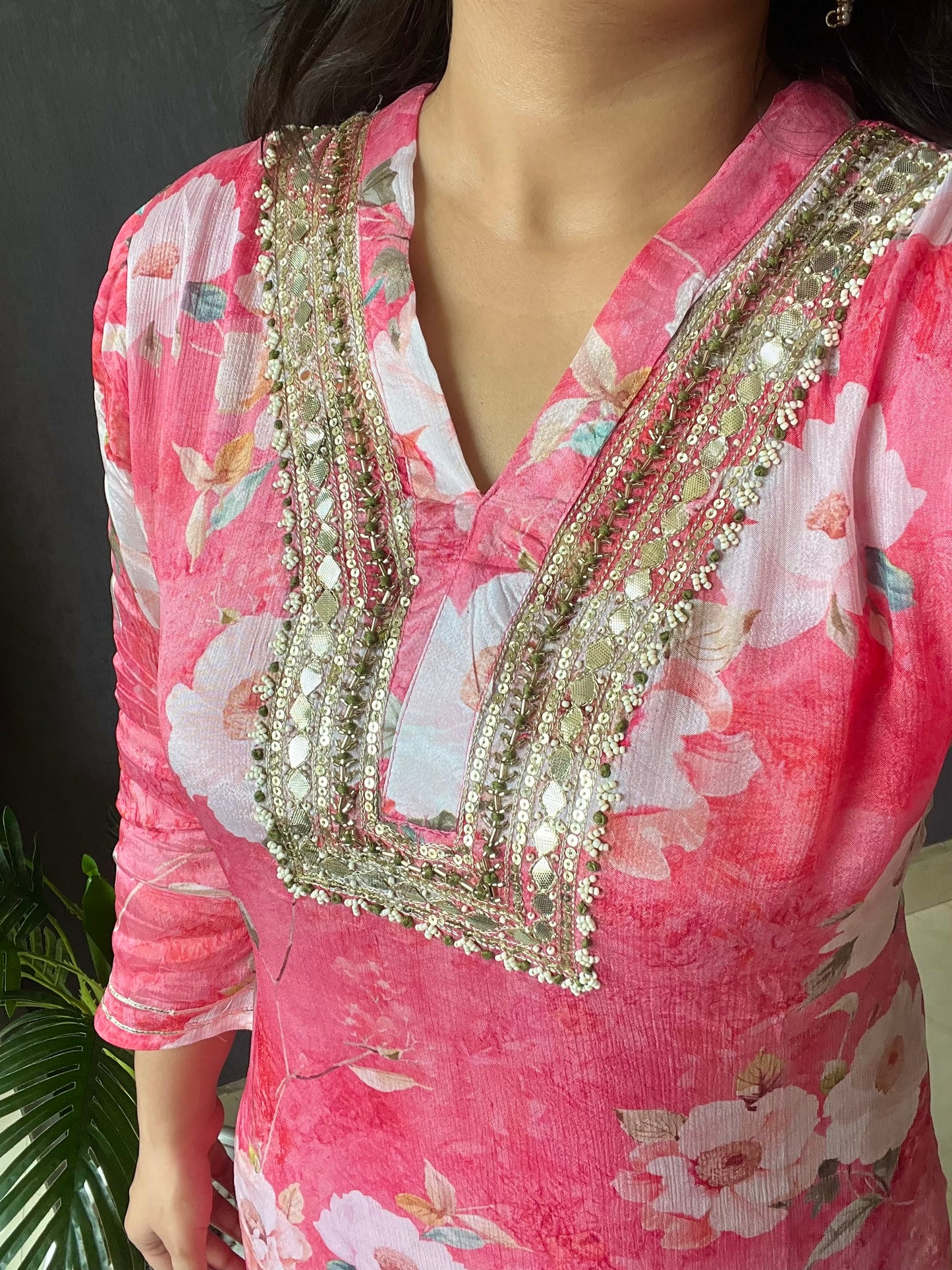 Chinon floral handwork Kurta sets