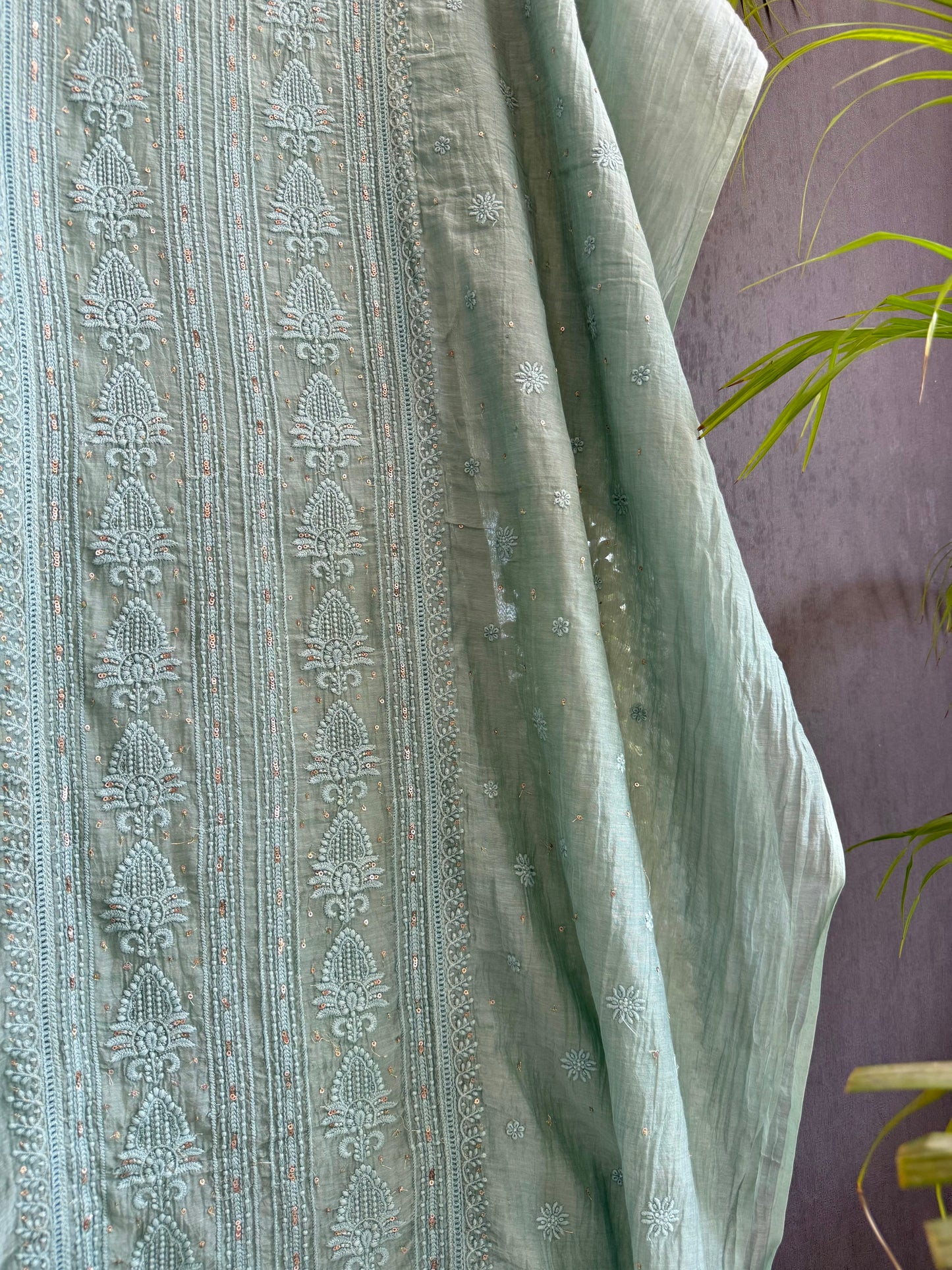 Luxurious Mul chanderi lucknowi handwork suit