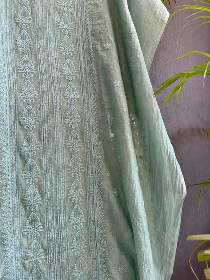Luxurious Mul chanderi lucknowi handwork suit
