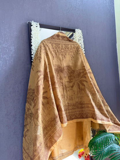 Linen flamingos Jamdani suit