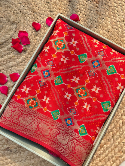 Patola Benarsi lotus saree