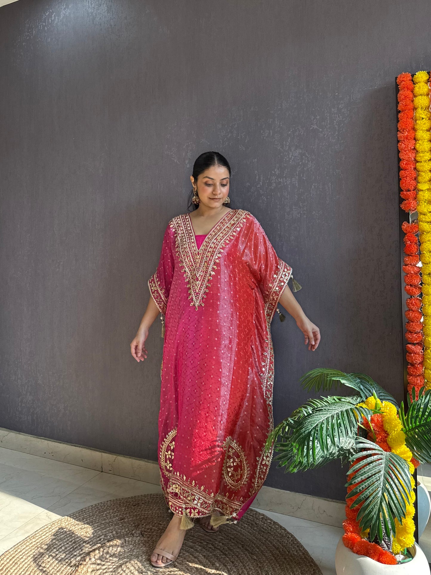 Luxurious ombré kaftan gotapatti set