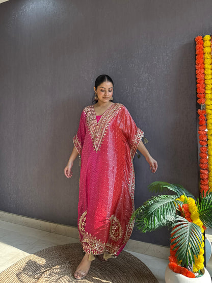 Luxurious ombré kaftan gotapatti set