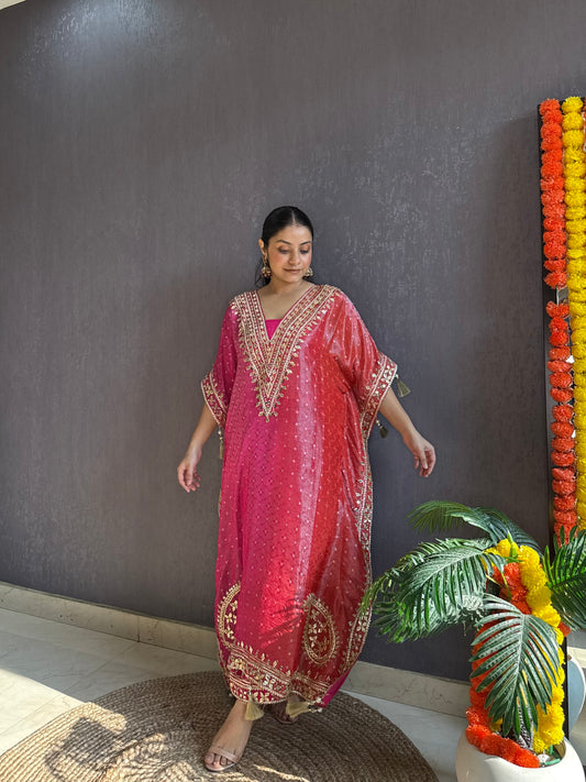 Luxurious ombré kaftan gotapatti set
