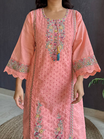 Cotton schiffili designer suit
