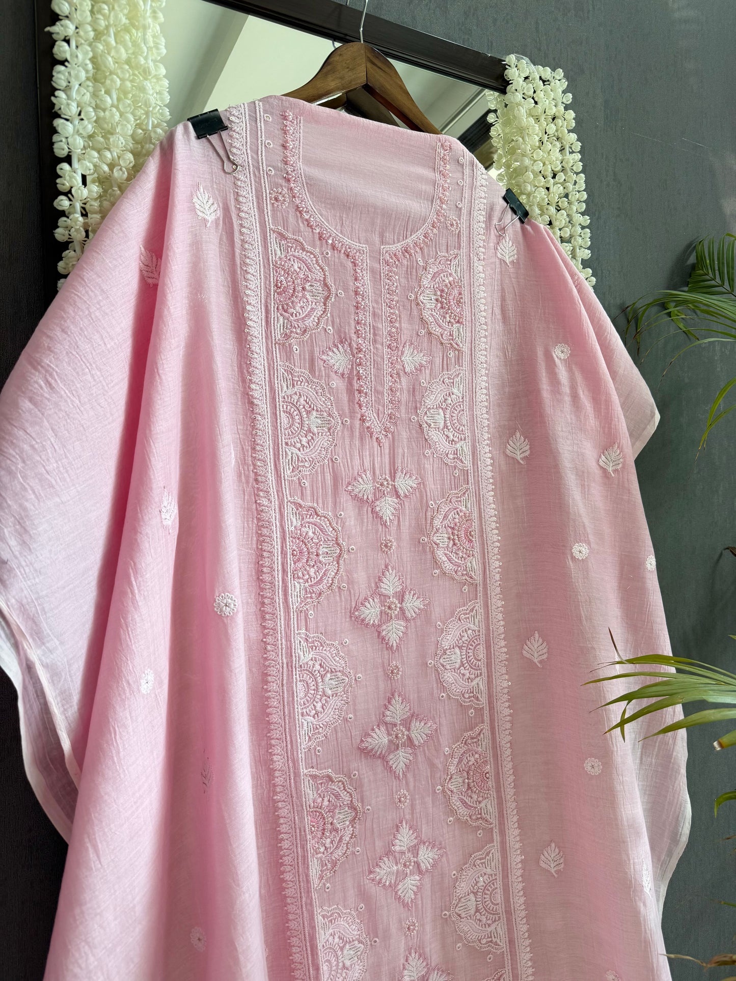 Luxurious Mul chanderi lucknowi handwork suit