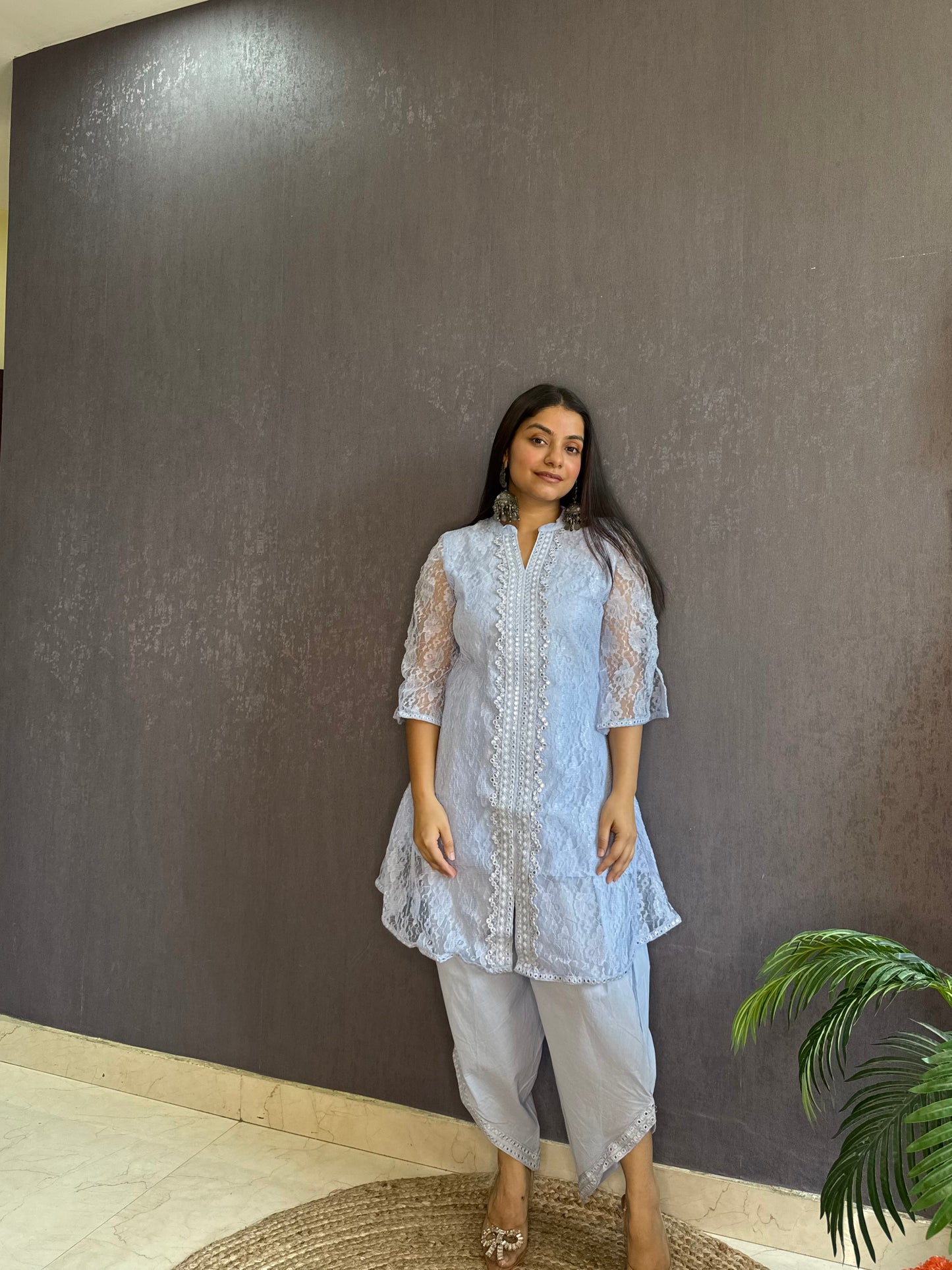 Pure cotton lace work coord