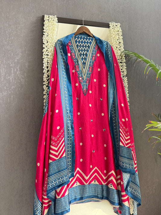 Modal silk mirror work suits