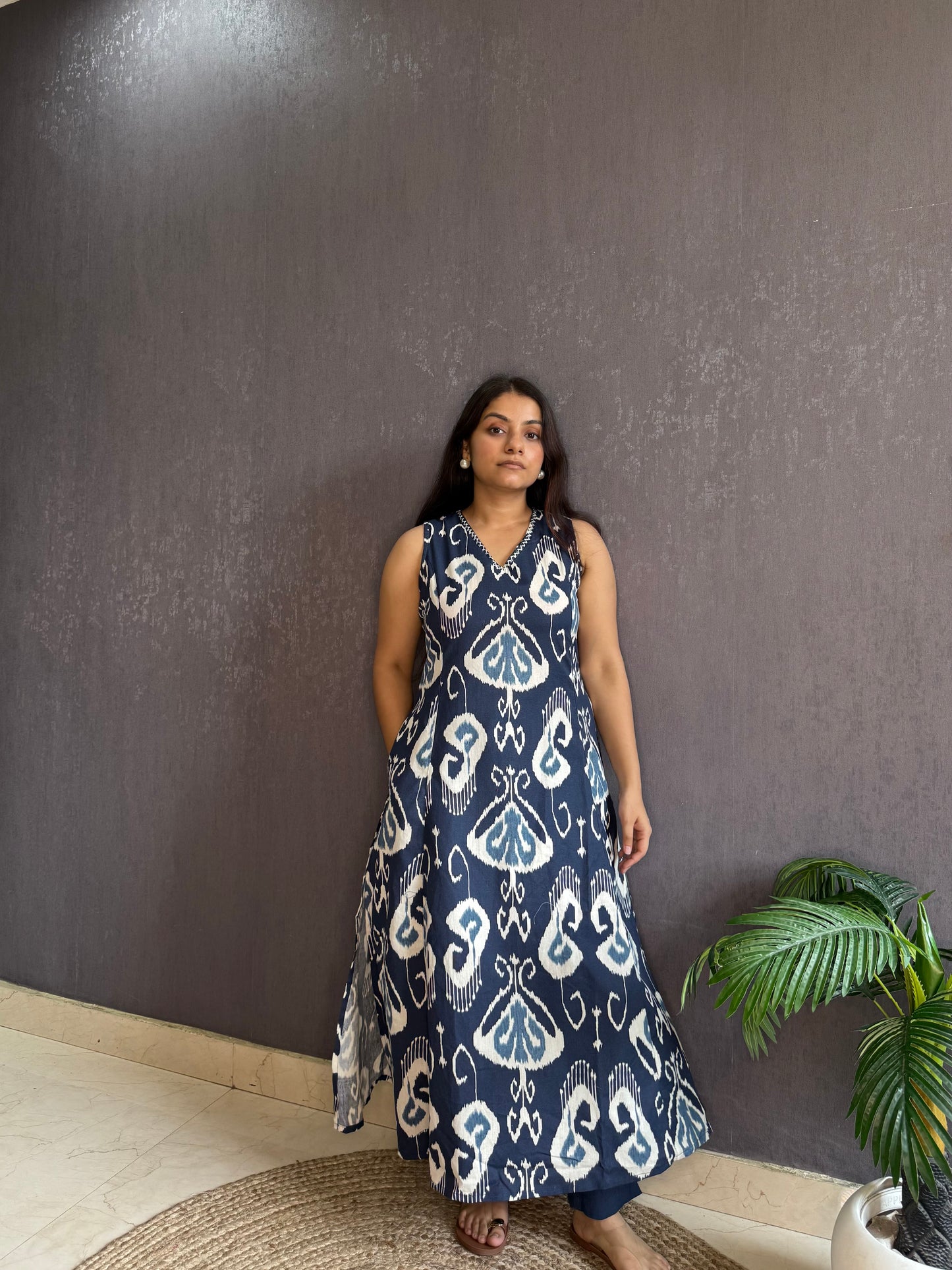 Pure cotton ikkat kurta set