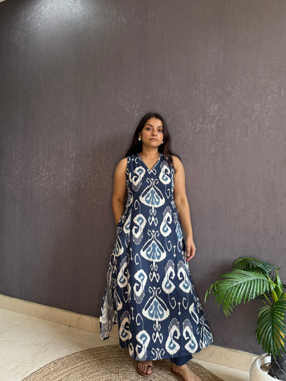 Pure cotton ikkat kurta set