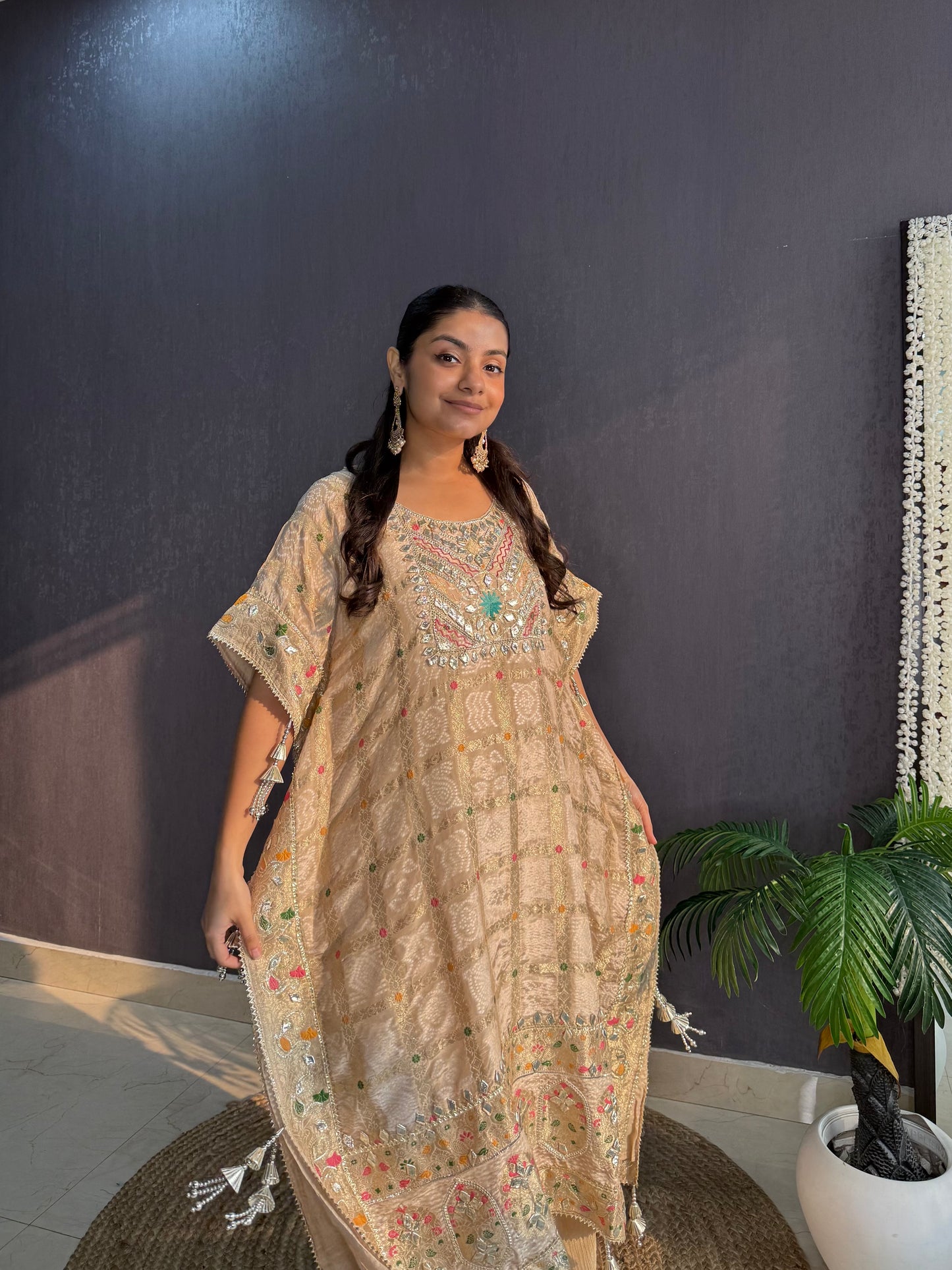 Luxurious gharchola bandhej kaftan set
