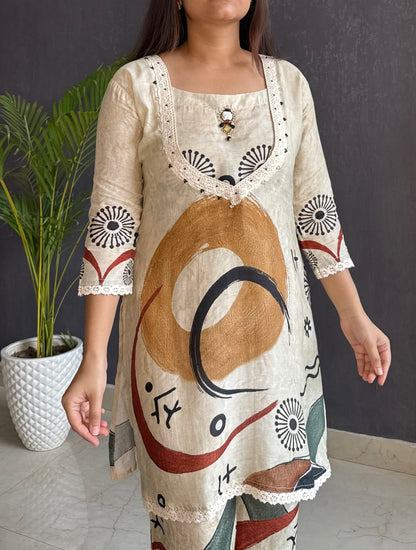 Abstract muslin Coord set
