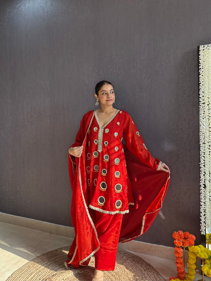 Luxurious mirrorwork farshi salwar set