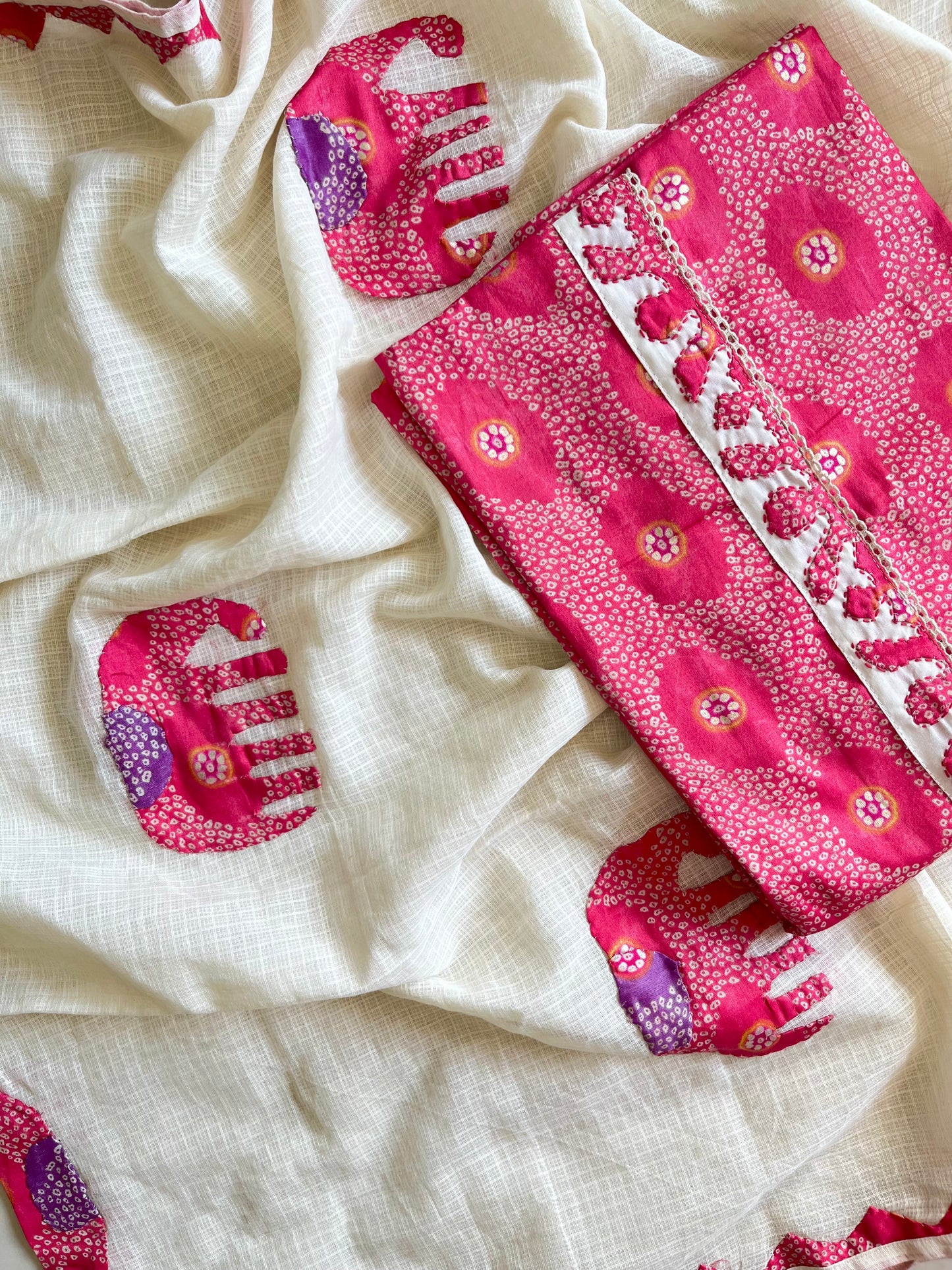Bandhani Appliqué unstitched suits