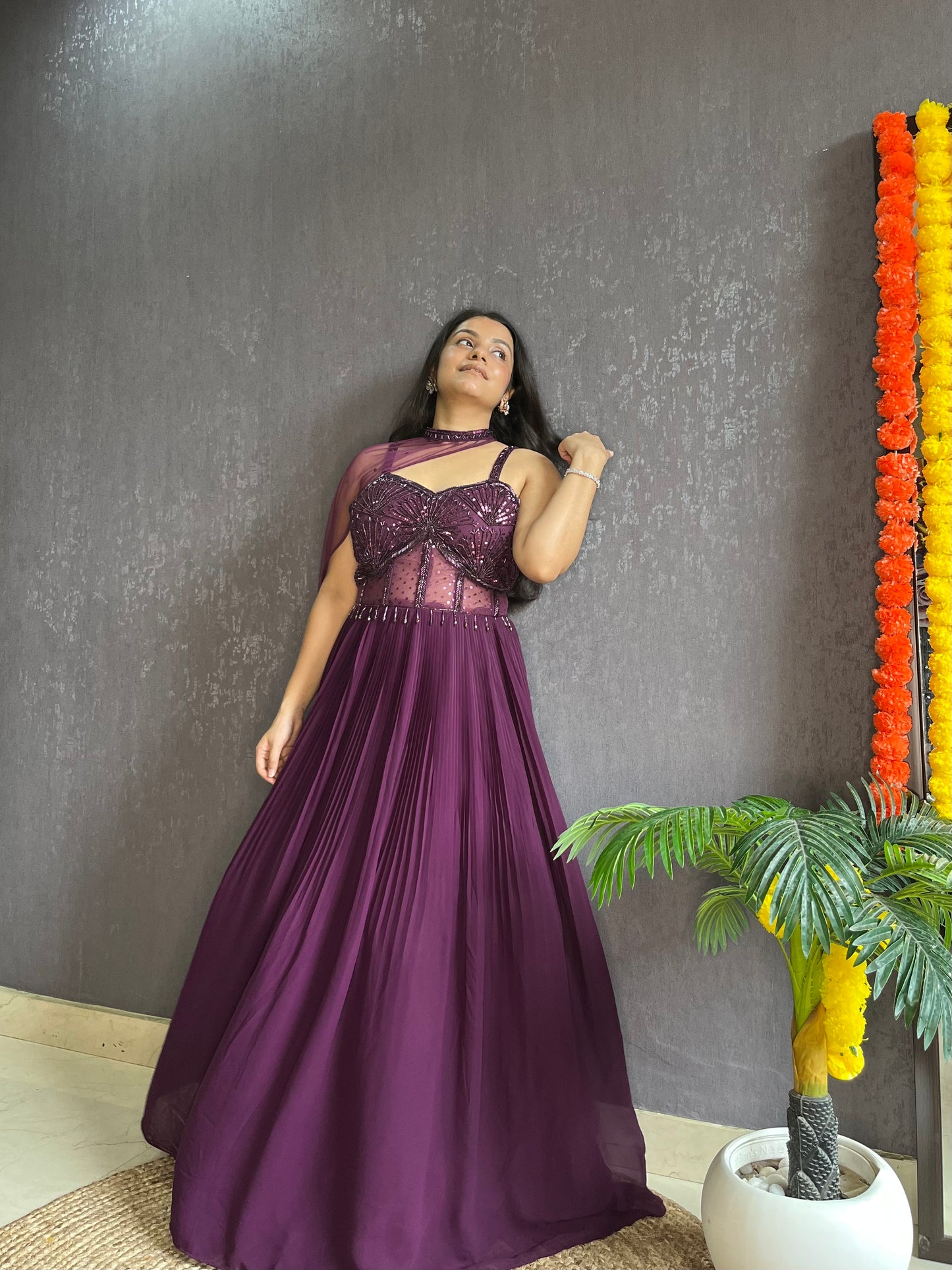 Anarkali Cape gown