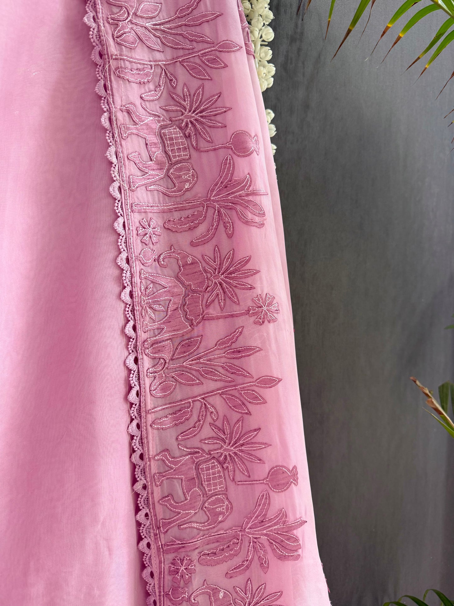 Organza appliqué work elephants suit