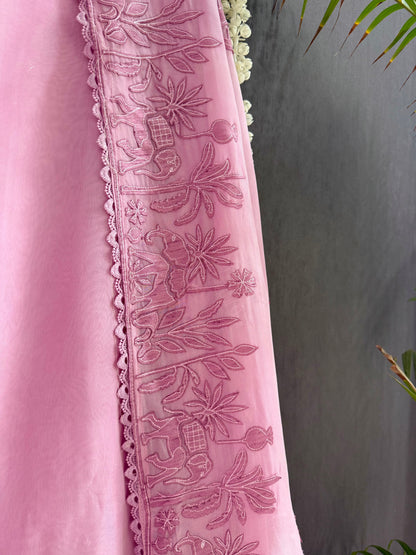 Organza appliqué work elephants suit