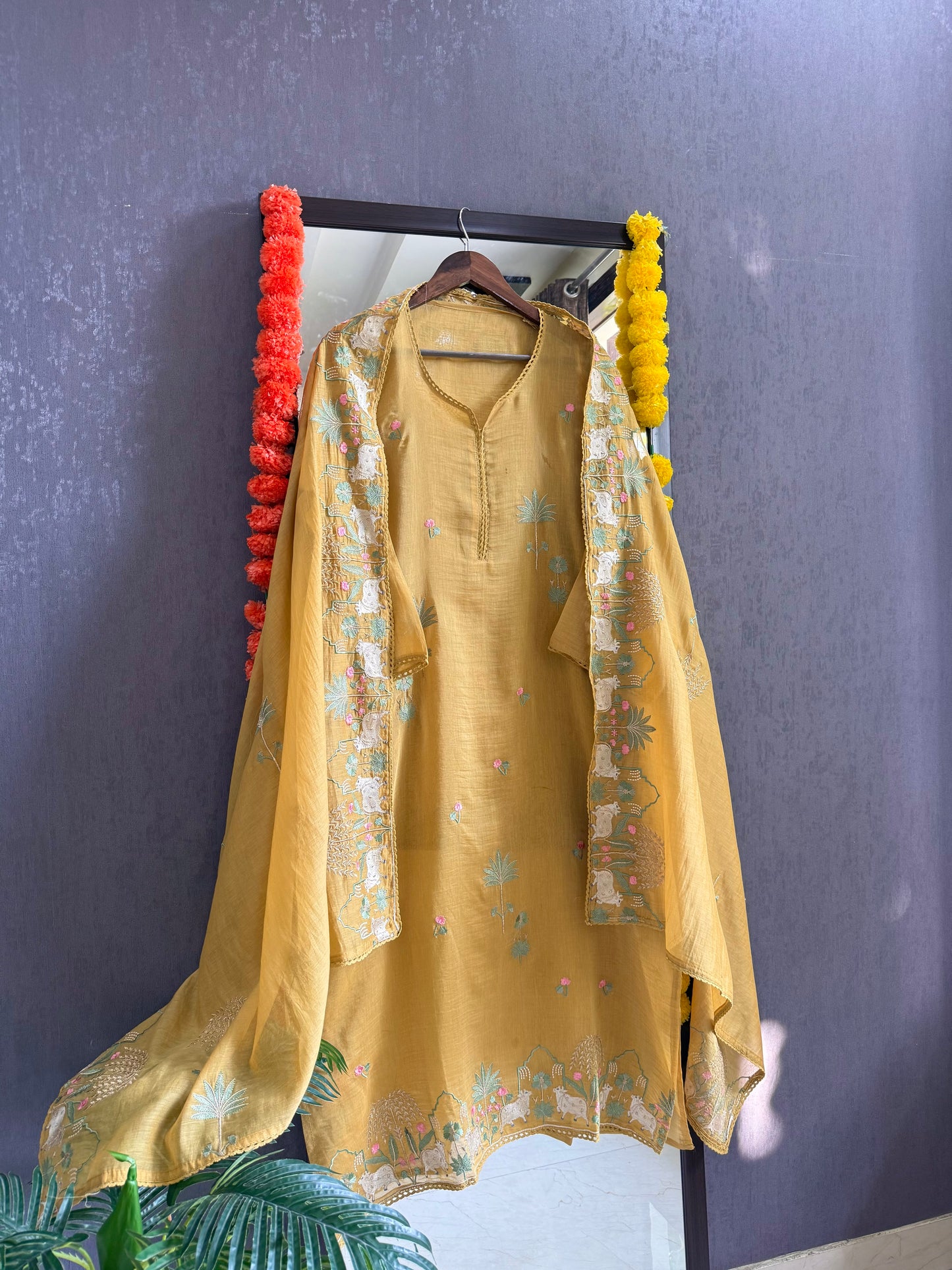 Luxurious Mul chanderi pichwai suit