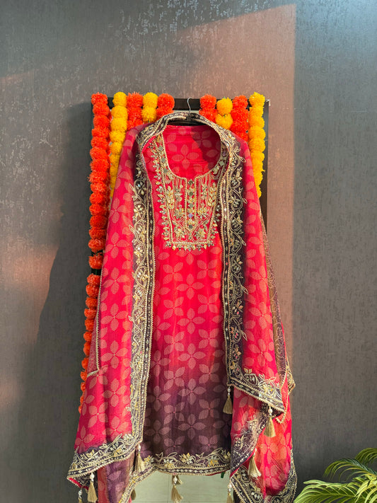 Luxurious Bhandej ombré gotapatti suits