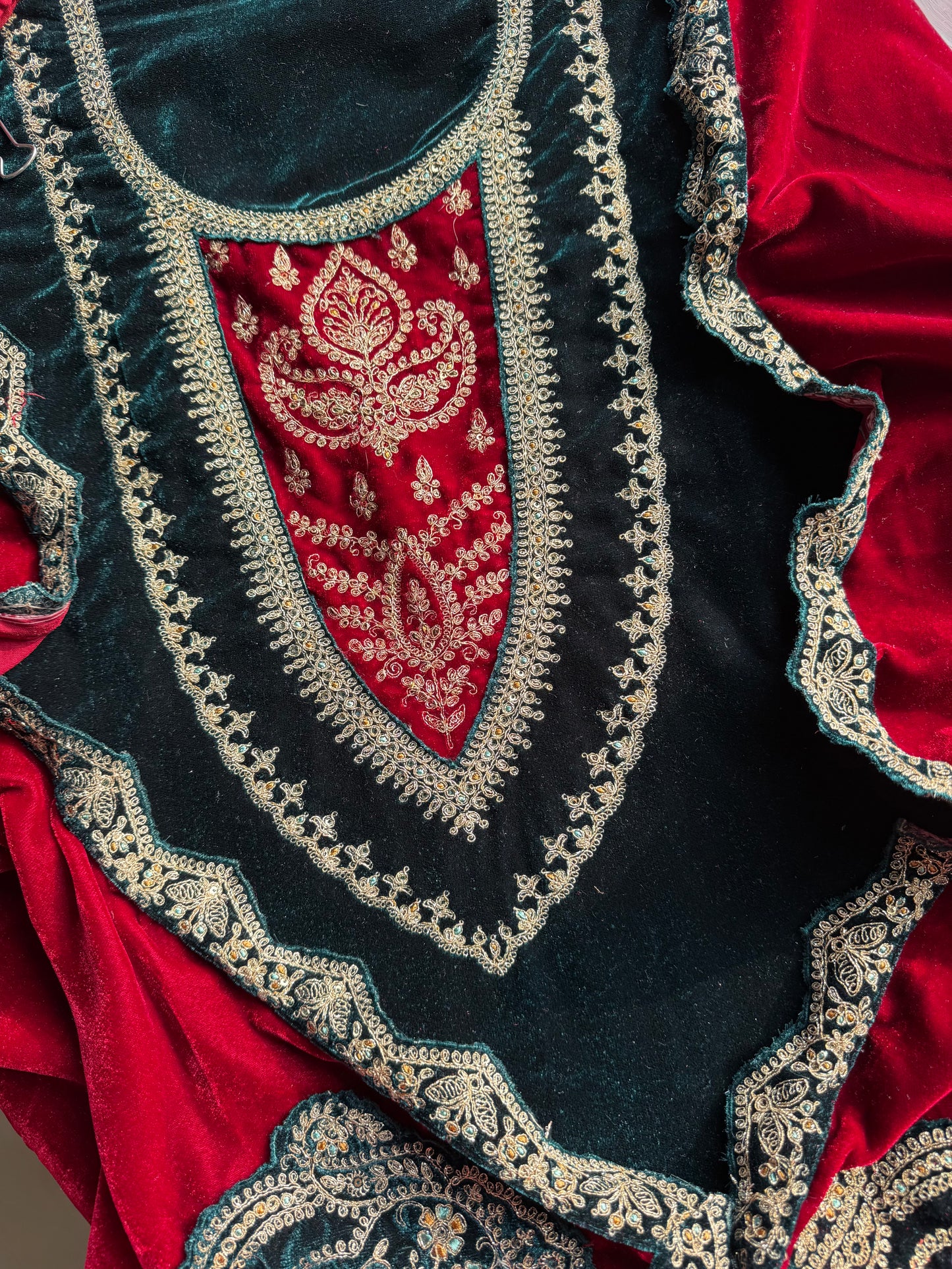 Velvet  marori aari work suit