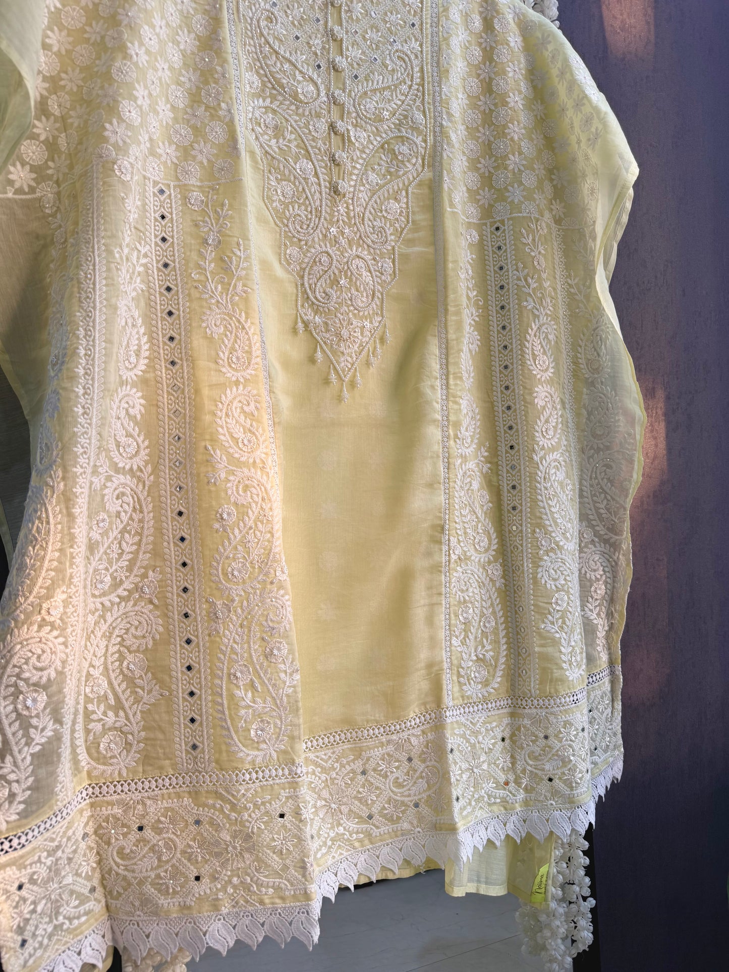 Luxurious Mul chanderi lucknowi handwork suit