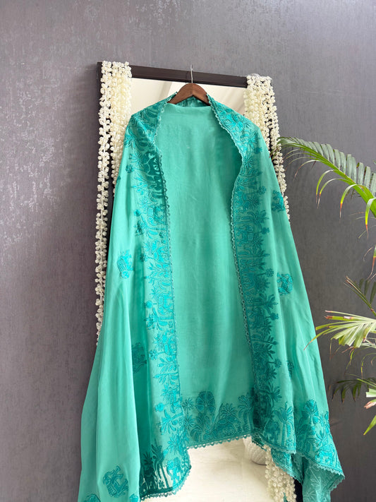 Organza appliqué work elephants suit