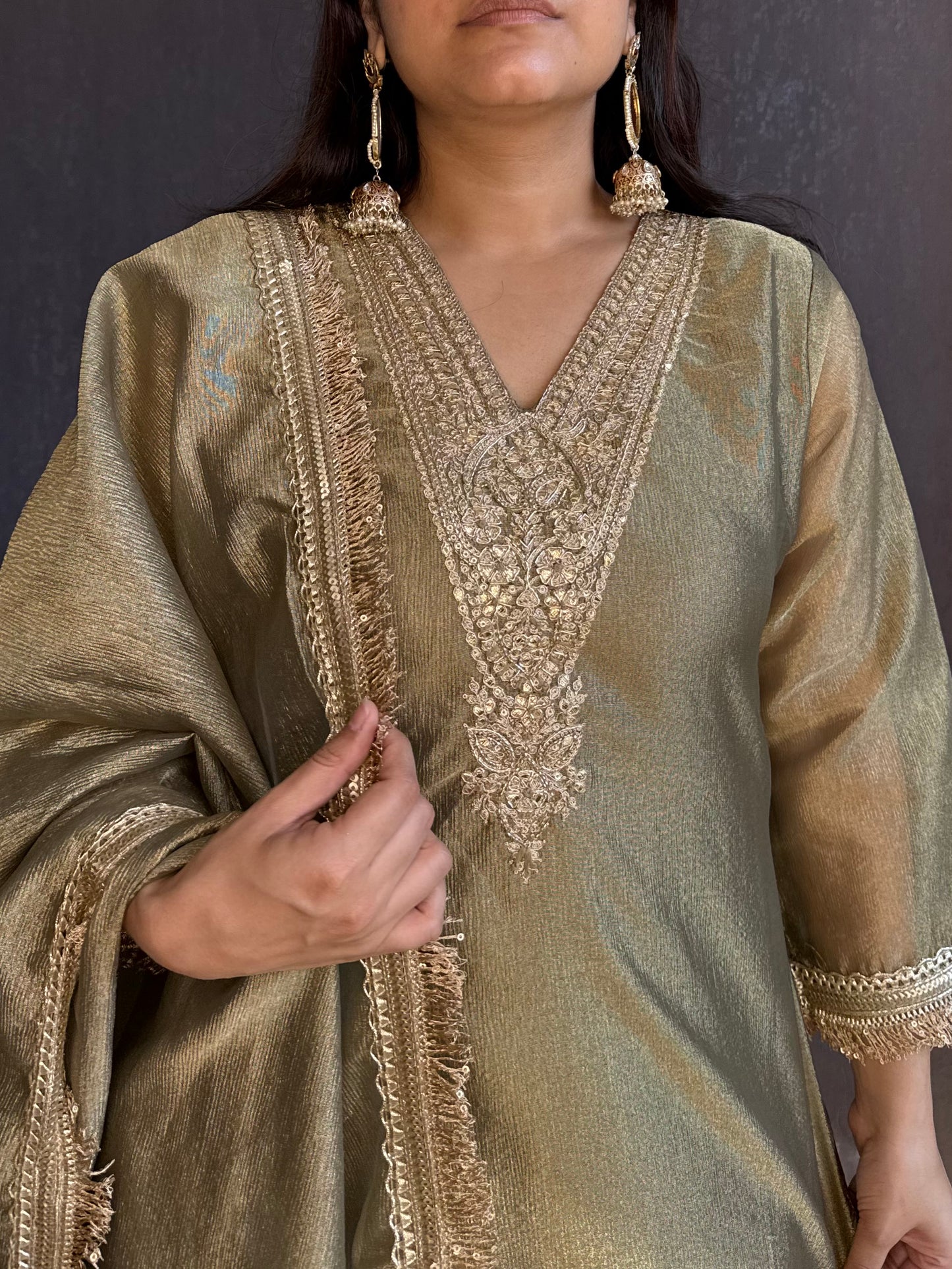 Tissue silk Handwork suit set