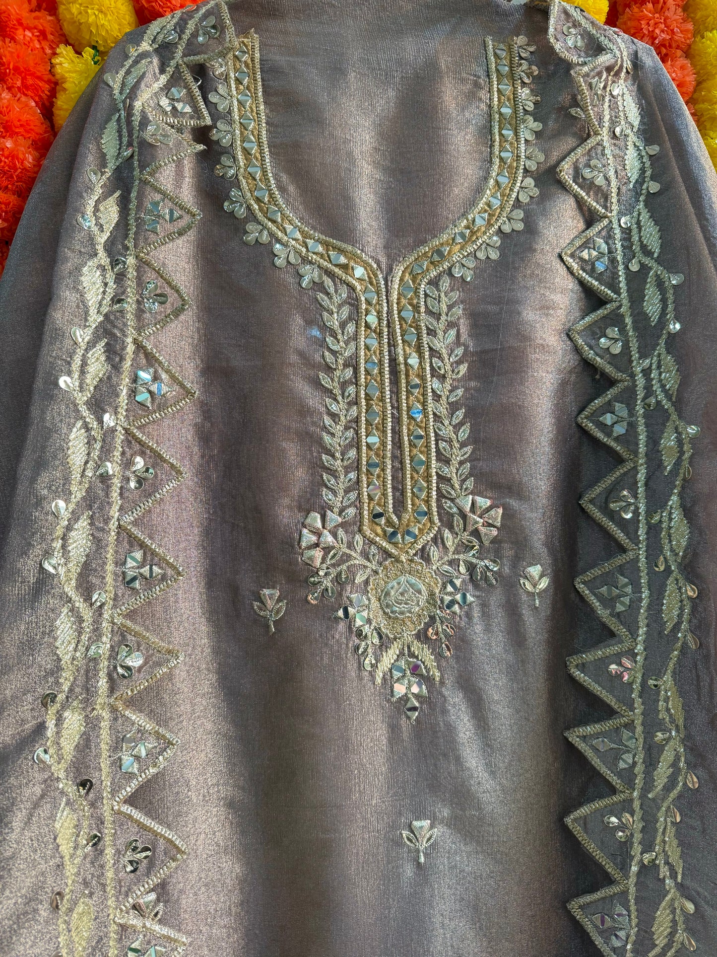 Luxurious Gotapatti Pure Tissue silk suit