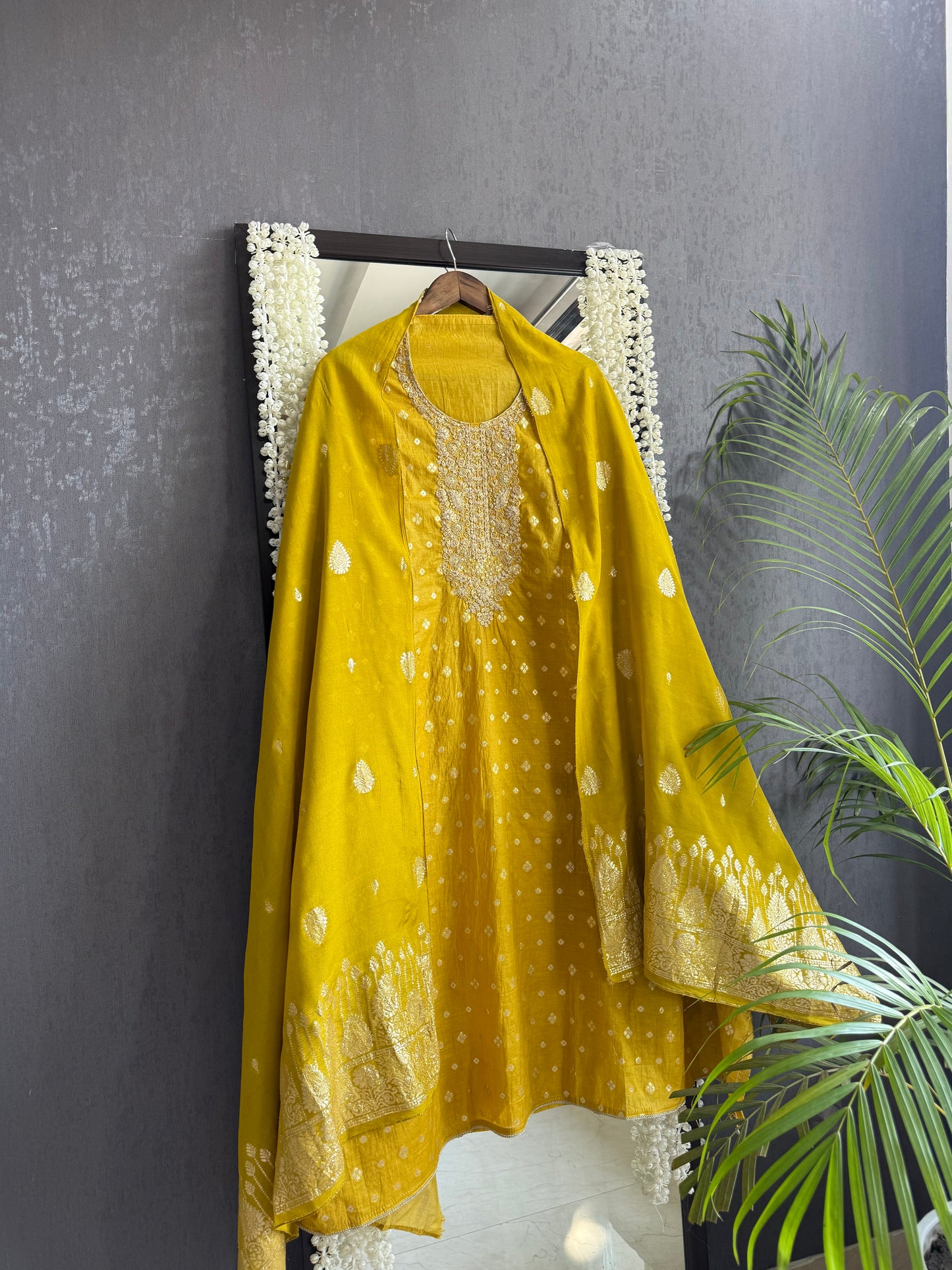 Semi Benarsi silk aari work suit