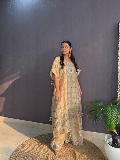 Luxurious gharchola bandhej kaftan set