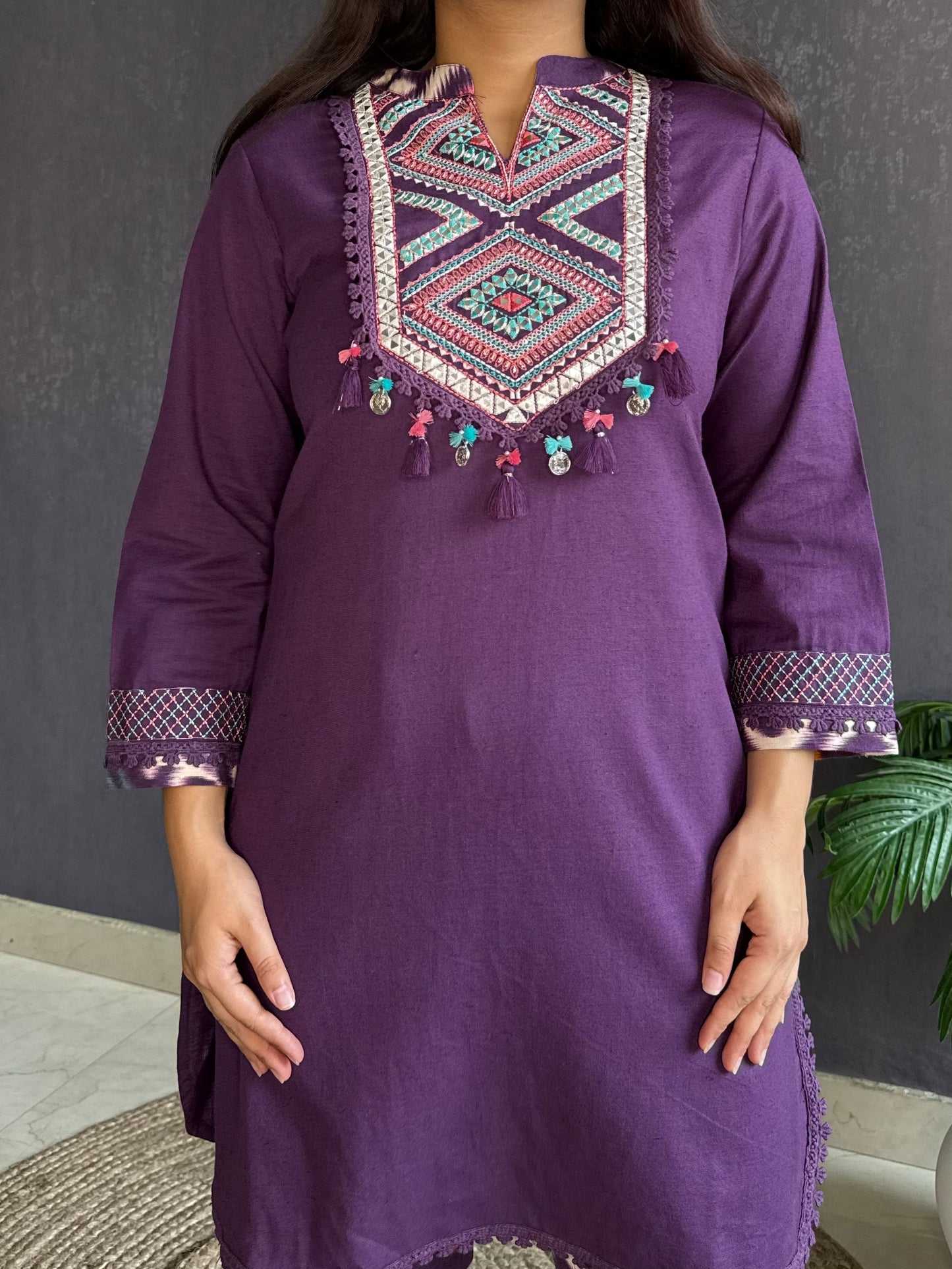 Premium cotton mirror ikkat Coord set