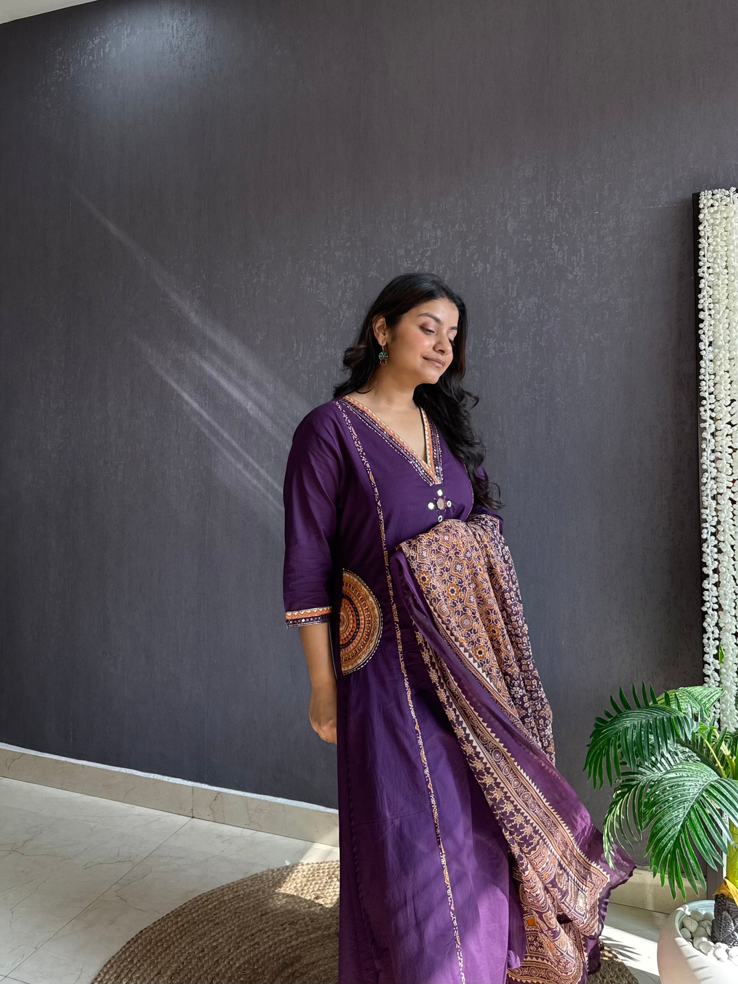 Pure cotton ajrakh A line suit set